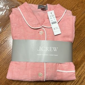 J.Crew Linen-Cotton Short Sleeve Pajama Set Medium